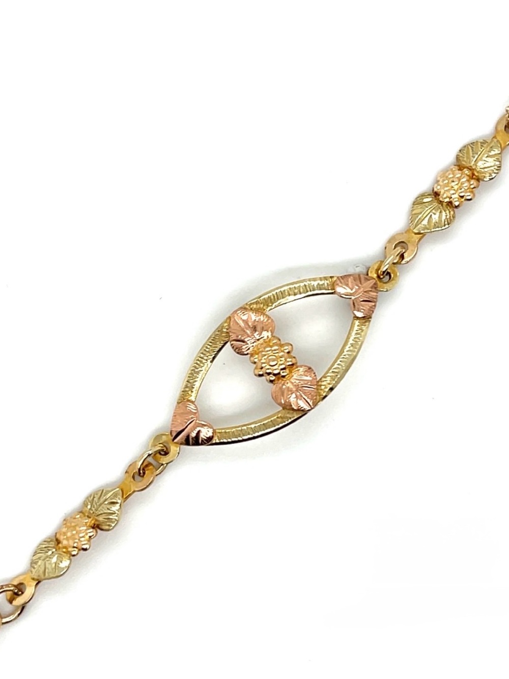 Vintage Black Hills Gold oak leaf '7.5" 10/12k gold bracelet